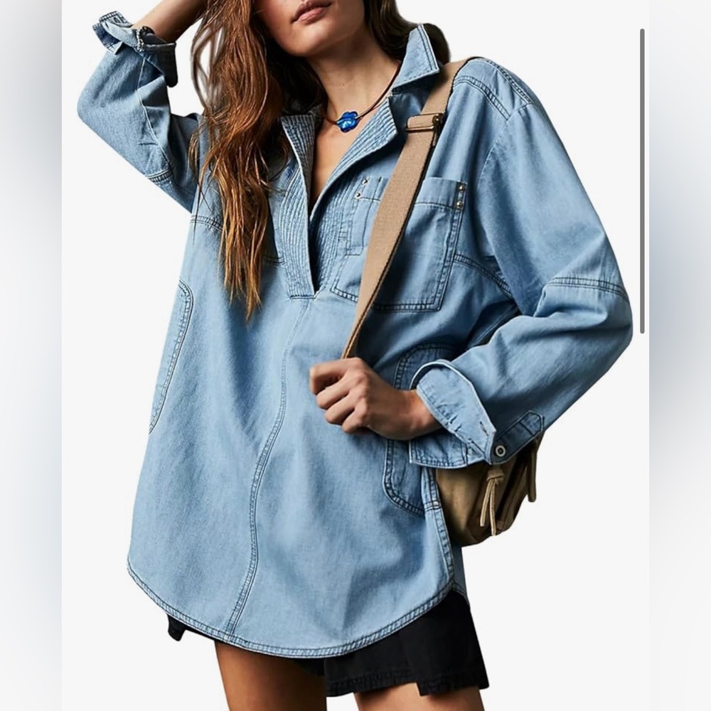 Oversized denim top